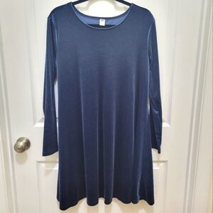 Old Navy Navy Blue Velvet Long Sleeve Dress